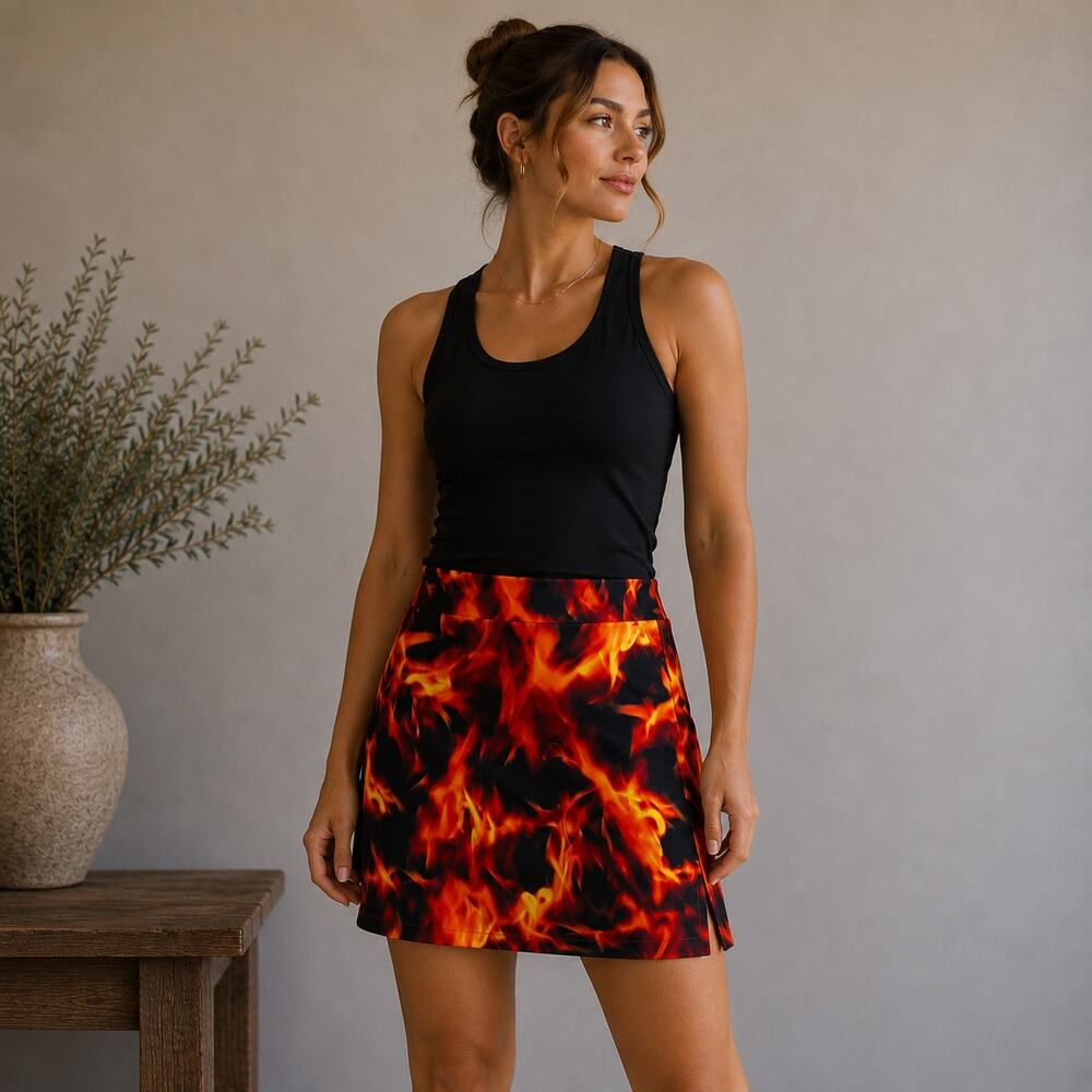 Loudmouth Golf Black Red Flame Print Golf Tennis Skort 8